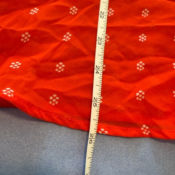 Old Navy White and Orange Blouse with Puff Sleeves and Relaxed Fit - Picture 5 of 5